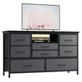 thumbnail image 1 of 8-Drawer TV Stand with LED Light for 55" TV, Power Outlet, 1 of 7