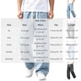 thumbnail image 4 of Bxsruta Men's Drawstring Jeans Baggy Denim Pants Wide Leg Loose Fit Casual Streetwear, 4 of 8