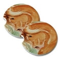 thumbnail image 1 of KuzmarK Sandstone Car Drink Coaster (set of 2) - Golden Palomino Unicorn on Green Fantasy Horse Art by Denise Every, 1 of 1