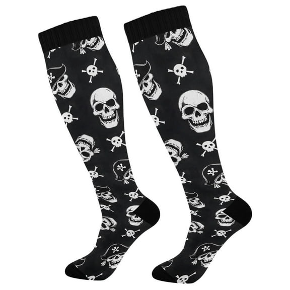 joogoo Skull Pattern Long Socks Women Men Knee High Sock
