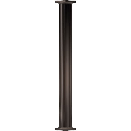 12  x 8  Endura-Aluminum Column  Round Shaft (Load-Bearing 37 000 lbs)  Non-Tapered  Fluted  Textured Brown Finish w/ Capital & Base