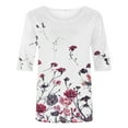 thumbnail image 4 of Frostluinai Half Sleeve T Shirts for Women Round Neck Lounge Tops Floral Print Comzy Shirts 2024 Summer Losse Fit Blouses Soft Tees, 4 of 5