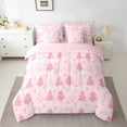 thumbnail image 2 of Feelyou Girly Pink Tree Twin Bedding Sets 7-Piece, Cartoon Winter Snowflake Bedding Comforter Set, Merry Christmas Theme Reversible Sheet Sets, Lightweight Room Decor, 2 of 7