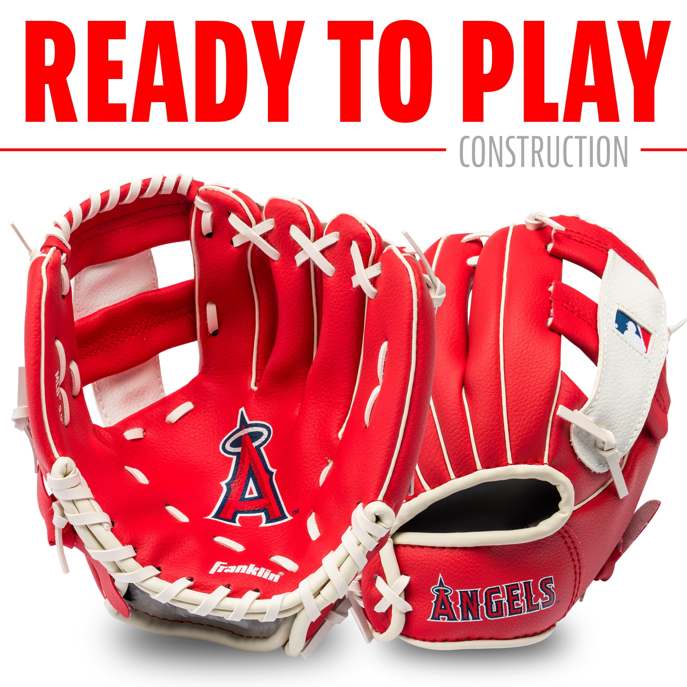 Franklin Sports MLB Los Angeles Angels Youth Teeball Glove + Ball Set, 9.5 in