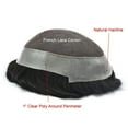 thumbnail image 4 of LYRICAL HAIR Lace Center Toupee for Men Human Hair Replacement System Transparen French Lace with PU Around Mens Toupee Hair Pieces Wig Black Brown Blonde Gray Hair, 4 of 19