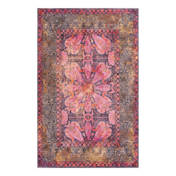 Unique Loom Mangata Collection Area Rug - Mona (5' 3" x 8' Rectangle Pink/Beige)
