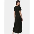 thumbnail image 2 of Women's V-Neck Casual Loose Short Sleeve Long T-Shirt Dress Split Maxi Dress with Side Pocket, 2 of 6