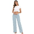 thumbnail image 6 of X-Small Women's Comfy Casual Pajama Pants Stretch Fabric Suitable for Yoga Pants Hippie Pants，The Best Holiday Gifts for Women Blue and White Checkered Pattern, 6 of 7