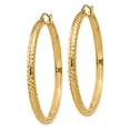 thumbnail image 2 of Real 14kt Yellow Gold Diamond-cut 3.5x46mm Hollow Hoop Earrings; for Adults and Teens; for Women and Men, 2 of 4