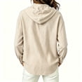 thumbnail image 3 of Textilo Cotton Linen Hoodie for Women Long Sleeve Button Down Hooded Shirts with Pocket Sun Protection Blouses Summer Beach Vacation Casual 2026 Lightweight Clothing,Beige M, 3 of 5