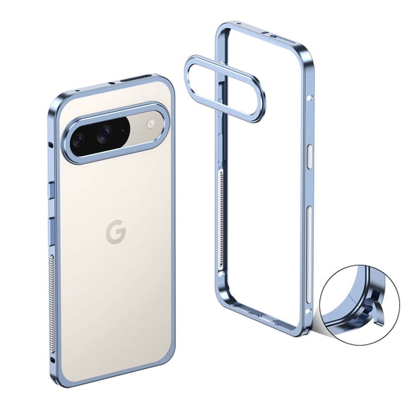 Designed for Google Pixel 10 Pro Frame Metal Bumper Frame Slim Hard Phone Case,Raised Edge Protection,No Back Heat Dissipation Design,Shockproof Anti-fall Thin Fit Phone Case,Blue