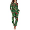 thumbnail image 2 of Renewold 2 Pieces Christmas Pajama Family Matching Set Xmas Bow Pine Cones Long Sleeve Shirts with Lounge Pants Snug-Fit Nightwear Outfits for Women Plus Size XS, 2 of 5