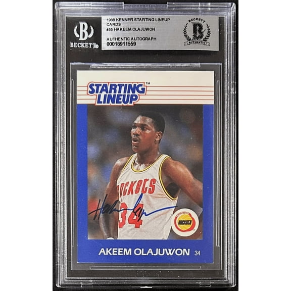 Hakeem Olajuwon Signed 1988 Kenner Starting Lineup #55 Beckett 16911559 Rockets
