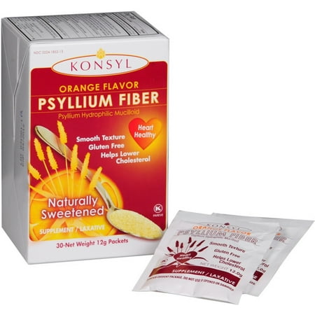 Konsyl Orange Flavor Psyllium Fiber Powder Packets 30 Each