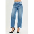 thumbnail image 2 of I AM A FASHION JUNKY RISEN Full Size Slouchy Cropped Barrel Jeans with Contrast Wash Plus Size (DARKCOMBO, 1), 2 of 6
