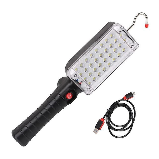 Linterna de trabajo recargable por USB de 34 LED, lámpara de inspección magnética superbrillante con gancho para reparación de automóviles y acampada