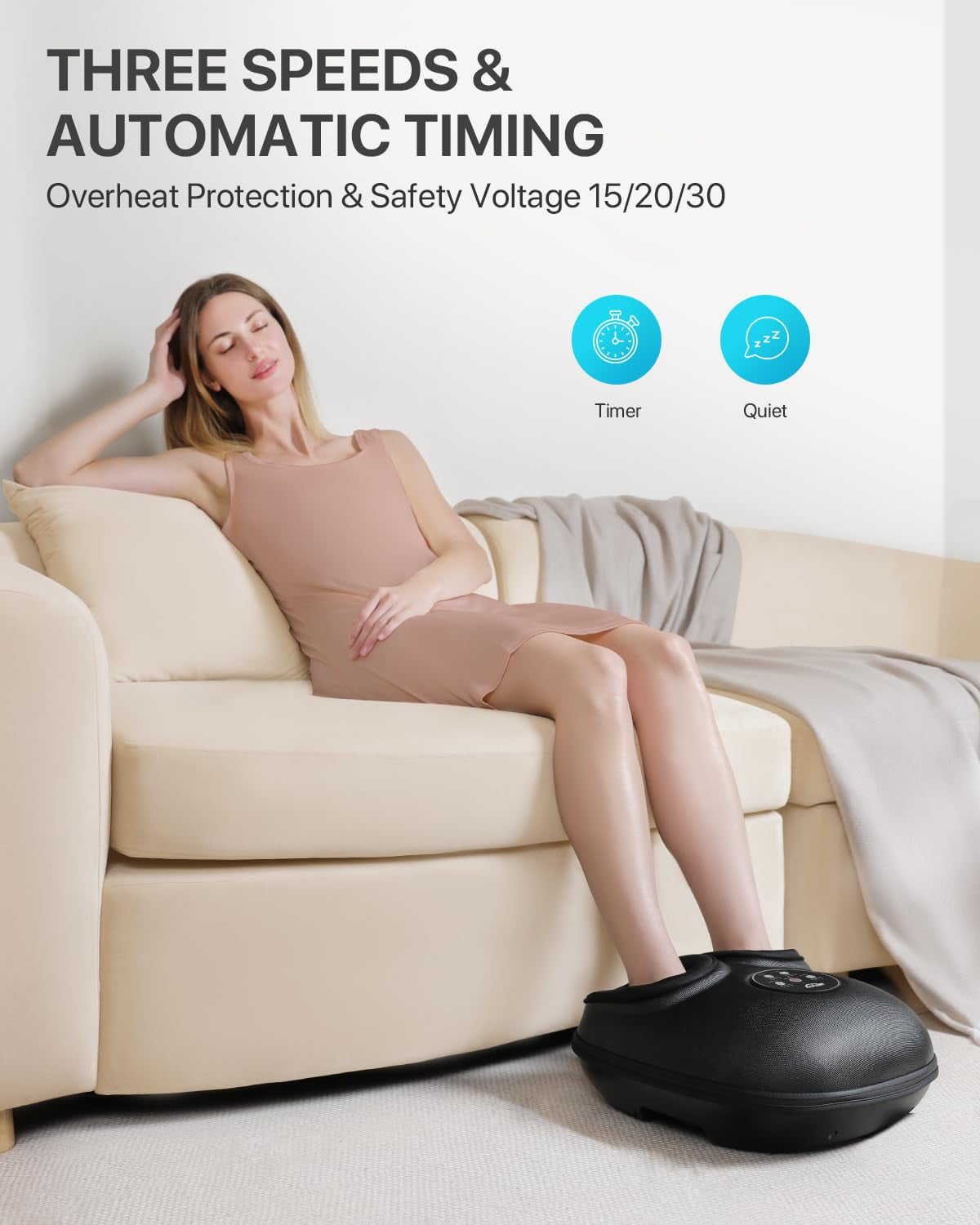 ALLJOY Foot Massager Machine with Heat, Air Compression, Deep Kneading Shiatsu Massager for Tired Foot Blood Circulation, up to Size 12, Relax for Home or Office Use (Black)