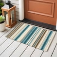 thumbnail image 5 of Turquoise Beige Large Area Rugs for Bedroom Living Room, Soft Non Slip Carpet Bedside Rug, Boho Vertical Stripes Bohemian Retro Rectangular Floor Cover Kitchen Accent Rug 2'x3' for Dining Room/Office, 5 of 9