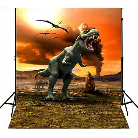 MOHome 5x7ft Photography Backdrops Jurassic World Tyrannosaurus Rex Photo Background for Children Kids Picture