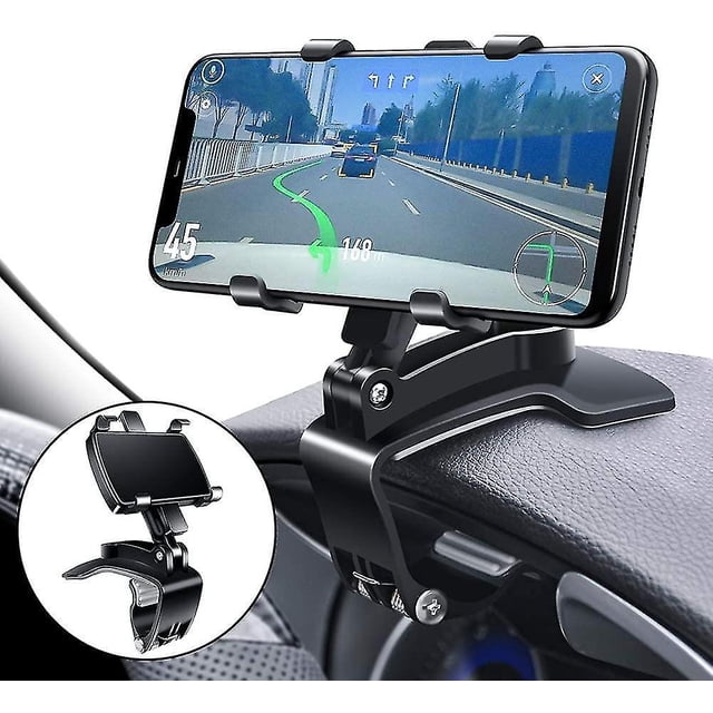 Starlight-multi-function Phone Holder For Car Dashboard, With 360 Rotatable Adjustable Spring Clip, Black