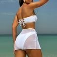 thumbnail image 6 of Uaswgudfs Womens Swim Two-Piece Swimsuit Set with Strapless Top and Decorative Centerpiece, for Pool or Beach White L, 6 of 6