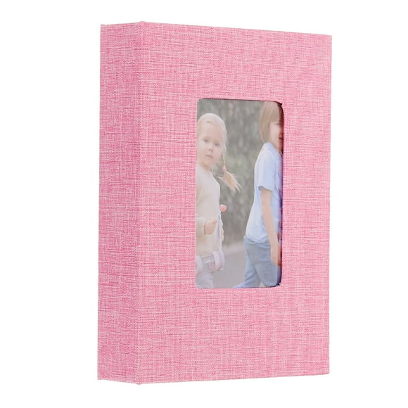Small Photo Album, 4x6 Linen Cover Picture Book Hold 52 Photos, Pink