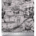 thumbnail image 1 of Soimoi Georgette Viscose Fabric Waves & Ship Ocean Decor Fabric Printed Yard 42 Inch Wide, 1 of 1