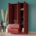 thumbnail image 4 of Better Home Products Symphony Wardrobe Armoire Closet with Two Drawers Mahogany, 4 of 7