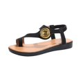 thumbnail image 2 of LTTVQM Women's Sandals Metal Accent Toe Loop Elastic Ankle Strap Low Wedge Casual 2026 Summer Shoes Black 36(US-5.5), 2 of 5