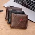 thumbnail image 3 of Stylago Men and Women's Small Wallet RFID Blocking Bifold Vintage Leather Zipper Card Holder Work Purses with ID Window Brown, 3 of 4