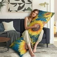 thumbnail image 5 of Boho Sunflower Body Pillow Cover – Soft & Breathable, Hidden Zipper, 20"x54", Vintage Floral Print with Butterflies & Bees – Gift for Side Sleepers, Pregnancy, Farmhouse Decor, 5 of 7