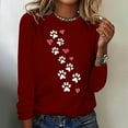 thumbnail image 2 of hxobax Cute Heart Paw Shirts for Women Fall Long Sleeve Top Casual Crewneck Pullover Tunic Tee Shirt, 2 of 5