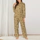 thumbnail image 2 of Fotbe Brown Flowers Conjunto de Pijama de Manga Larga para Mujer con Estampado, Ropa de Dormir de 2 Piezas, Conjunto de Casa Suave y Cómodo con Bolsillos-Medium, 2 of 7