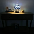 thumbnail image 4 of Tiffany Mini Table Lamp Blue Stained Glass Baroque Style Lavender Included LED Bulb Dragonfly Base for Living Room Dining Room Bedroom Bedside 12"H*8"W, 4 of 8