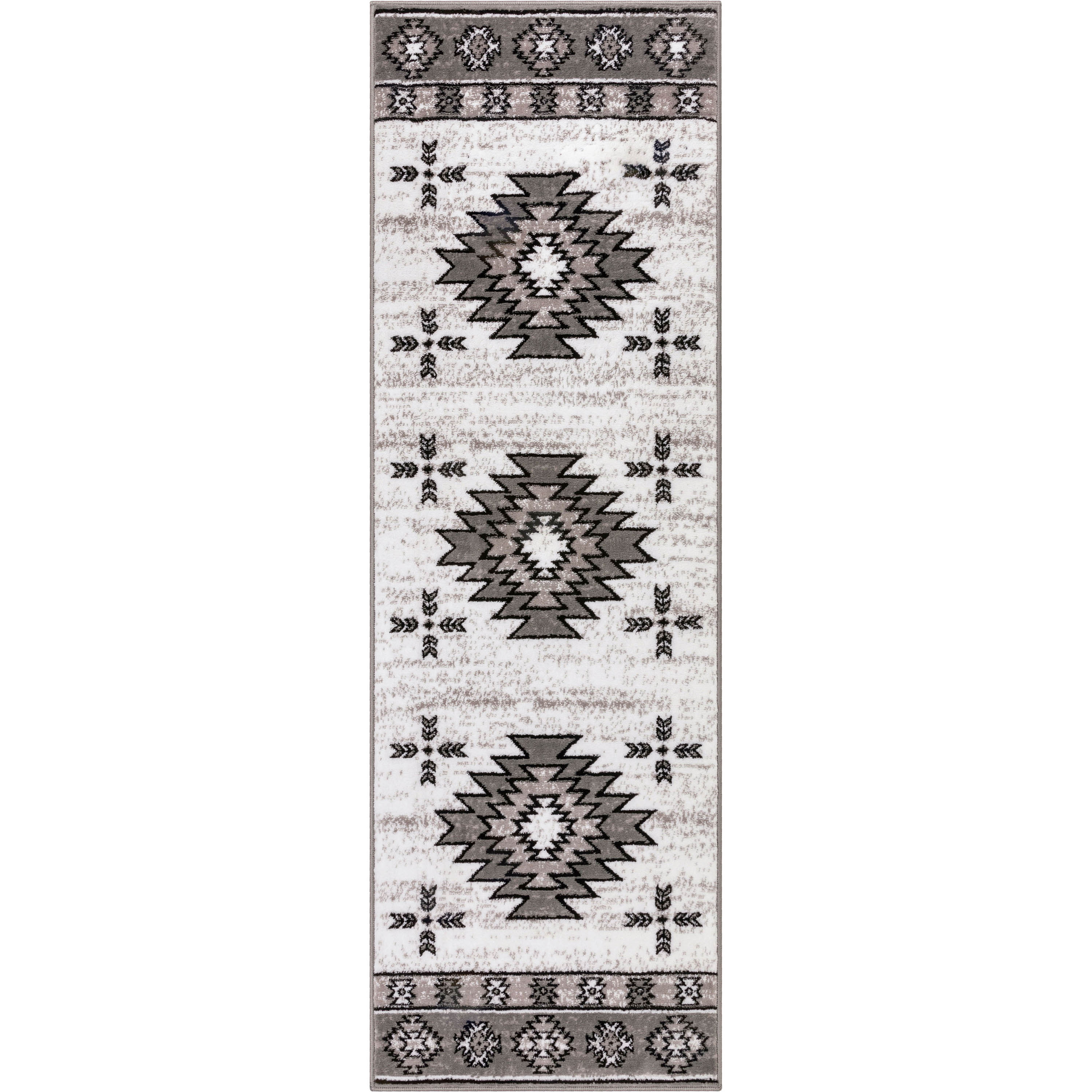 Well Woven Dulcet Rodrigo Moroccan Medallion Grey 2'3" x 7'3" Runner Rug