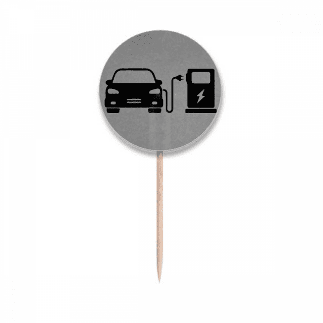 black cha energy vehicles protect environment toothpick flags round labels party decoration