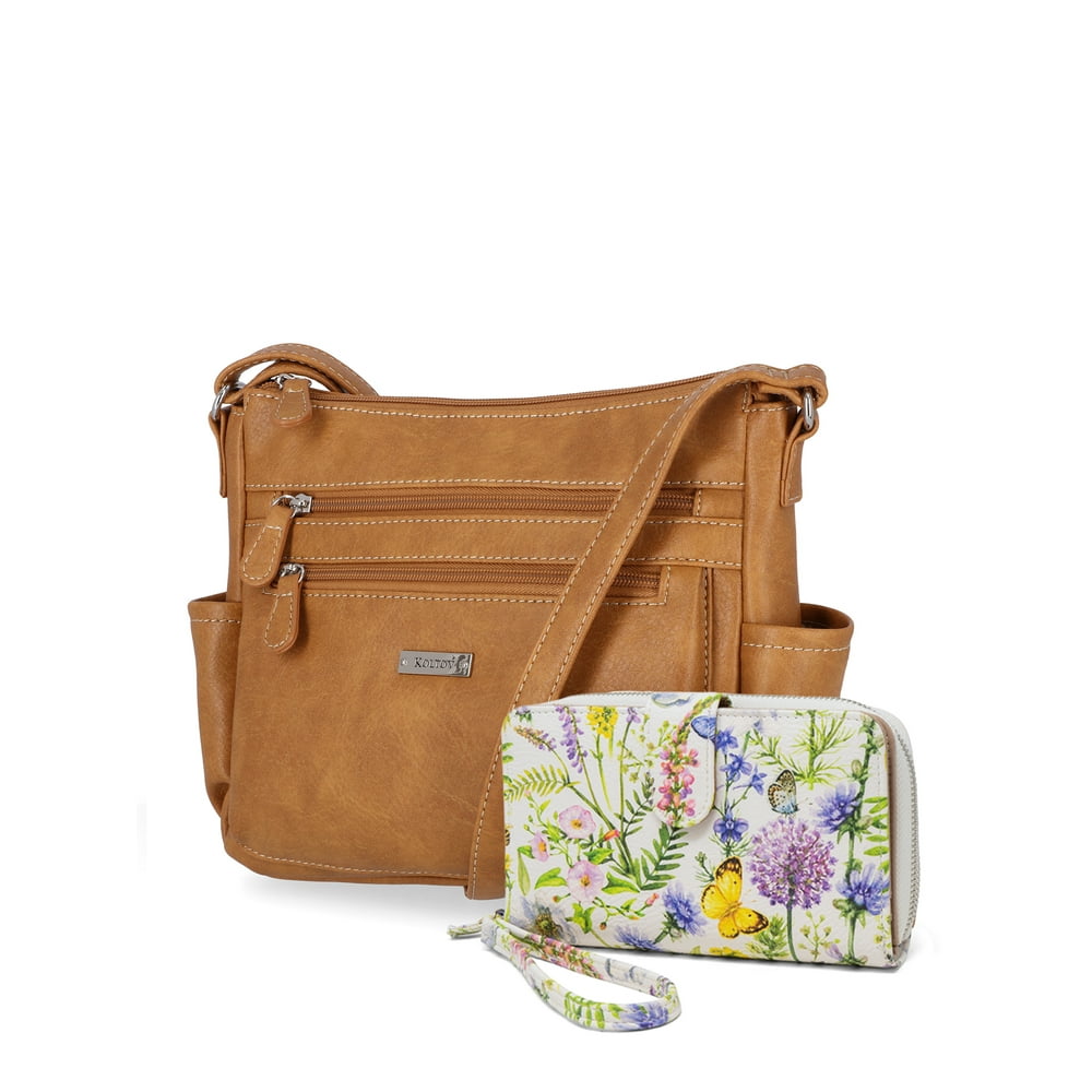 Koltov Koltov Vegan Leather Naomi Large Crossbody With Willow Wallet