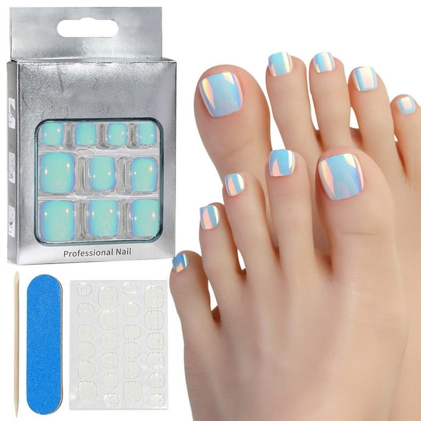 Pisexur Belleza Maquillaje Uñas postizas 24 piezas pegatinas para uñas de los pies para mujeres y niñaspara mujeres y hombres