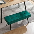 thumbnail image 3 of Bench for Entryway, Upholstered Dining Bench with No Arms Accent Bench Elegant Velvet Living Room Bench Tufted with Strong Metal Legs for Unisex, 3 of 16