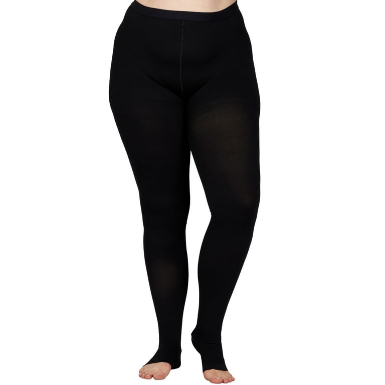  Plus Size Opaque Compression Tights For Women 20-30mmHg -  Footless Compression Pantyhose For Circulation During Travel