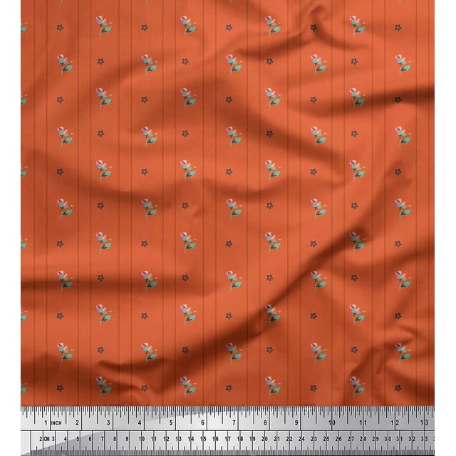 Soimoi Silk Fabric Star & Owl Bird Print Fabric by The Yard 42 Inch Wide