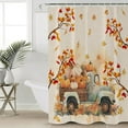 thumbnail image 4 of Thanksgiving Shower Curtain for Bathroom 72" x 84" Fall Pumpkin Truck Maple Leaves Autumn Shower Curtain with Hooks Polyester Waterproof Home Bathtub Decor, 4 of 6