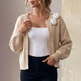 thumbnail image 5 of Cardigan Sweaters for Women Long Sleeve Knitted Sweater Open Front Solid Color Outerwear Coat Tops for Casual Wear, 5 of 7