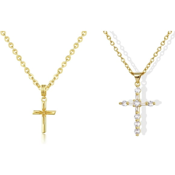 Gold Cross Necklace CZ Cross Necklace for Women