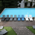 thumbnail image 4 of 72" HDPE Chaise Lounge Chair Outdoor, 4-Position Adjustable Backrest Pool Chair with Wheels and Cup Holder for Patio Beach Backyard, White, 4 of 11