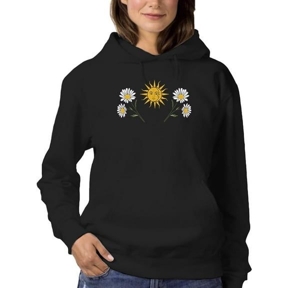 Daisies, Sun And Moon Art Hoodie Women -Image by Shutterstock, Female 3X-Large