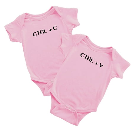 

Twin Babys Funny Ctrl + C Ctrl + V Printed Infant Baby Cotton Bodysuits (Pink 18-24M)