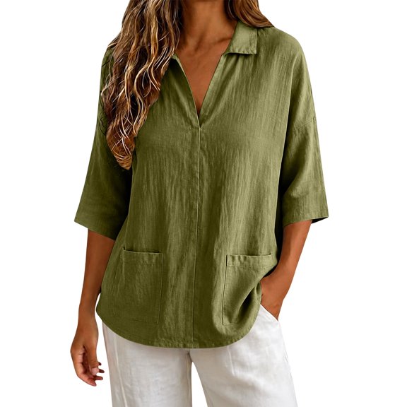 Oversized Tshirts for Women Lapel Short Sleeve Color Loose Daily Casual Top Summer Clothes for Women