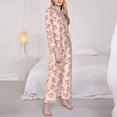 thumbnail image 3 of Balery Peach With Leaves Conjunto de Pijama con Estampado para Mujer, Conjunto de Dos Piezas con Manga Larga, Ropa de Dormir Suave con Bolsillos, Pijamas Cómodos-XX-Large, 3 of 7