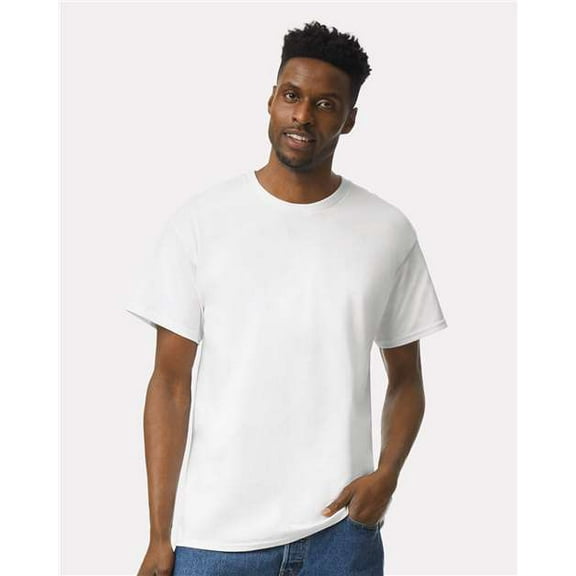 Gildan Cotton Tee Shirt for Mens Slimmer Body Lightweight Casual Crew Neck T-Shirt for Men - White - 5XL